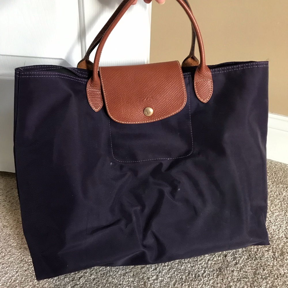 Purple longchamp bag